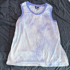 Nike White and Lavender Mesh Tank Top